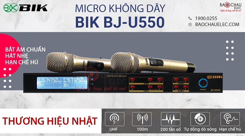 Micro không dây BIK BJ U550 tốt nhất, đáng mua năm 2021 cho dàn karaoke gia đình